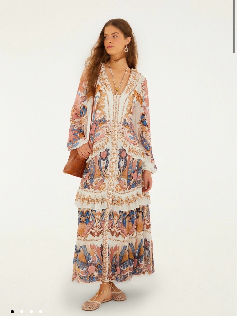 FARM Rio Off-White Sea Garden Ruffled Maxi Dress - Picture 2 of 4